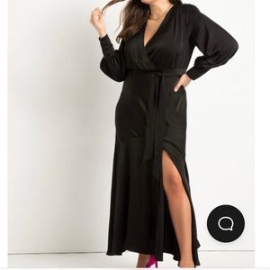 Long sleeve satin dress